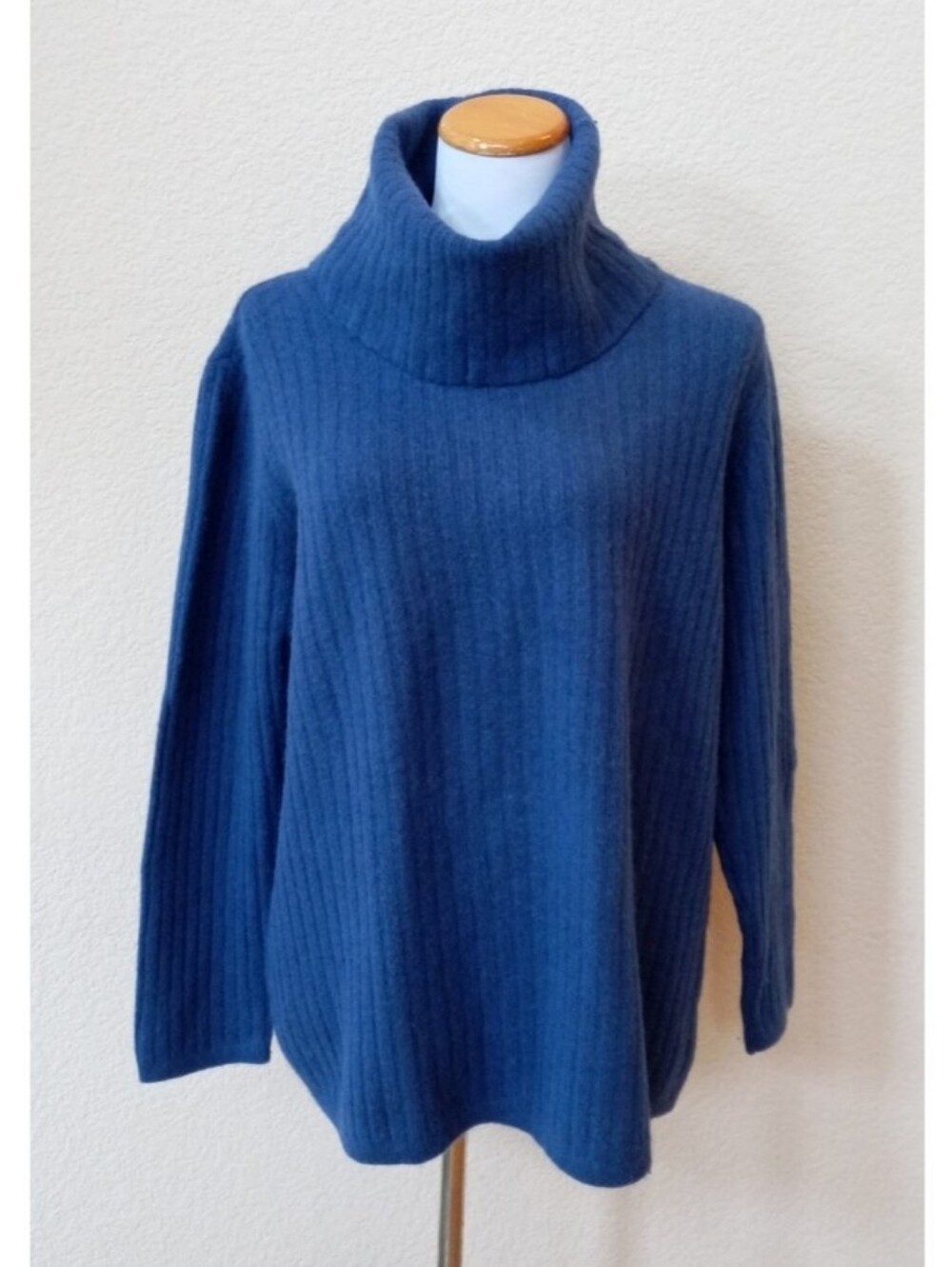 Annie Alexander vintage wool and angora blue cozy ribbed turtleneck sweater